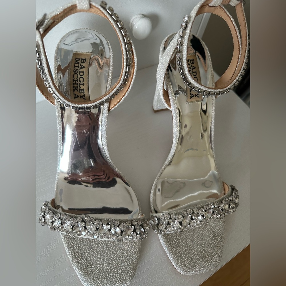 Badgley Mischka Silver Sparkle Heels